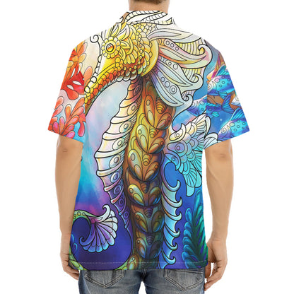 Colorful Seahorse Print Aloha Shirt