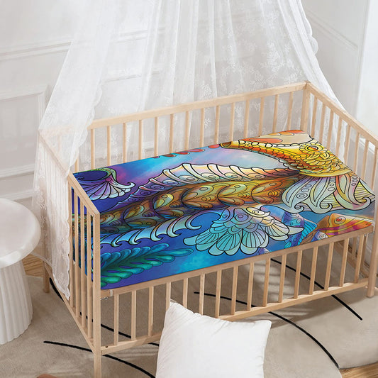 Colorful Seahorse Print Baby Crib Sheet