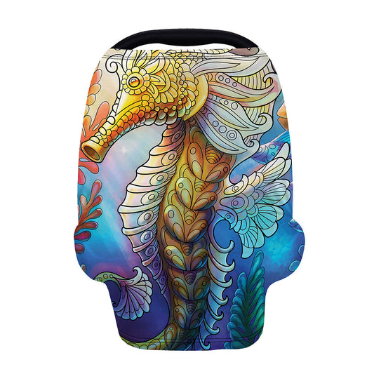 Colorful Seahorse Print Baby Seat Cover
