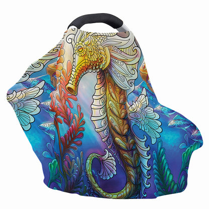 Colorful Seahorse Print Baby Seat Cover