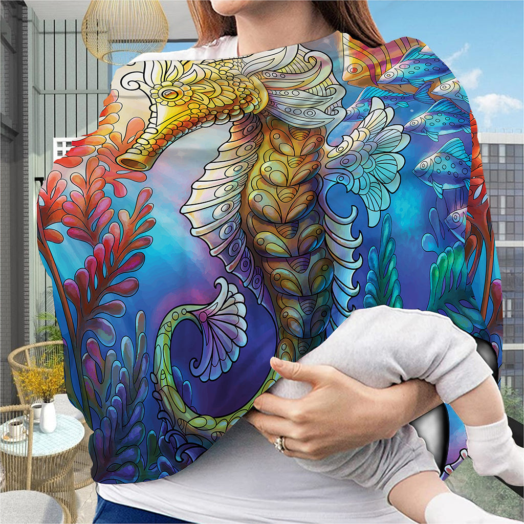 Colorful Seahorse Print Baby Seat Cover