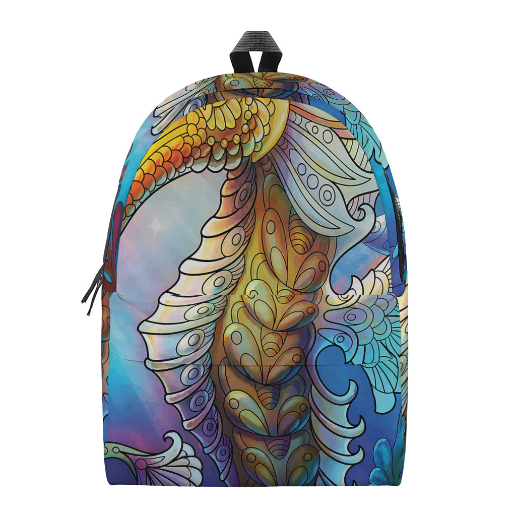 Colorful Seahorse Print Backpack