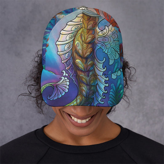 Colorful Seahorse Print Baseball Cap