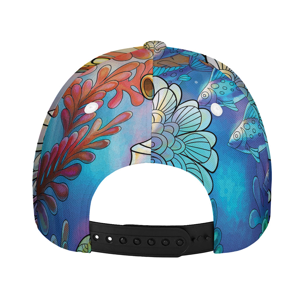 Colorful Seahorse Print Baseball Cap