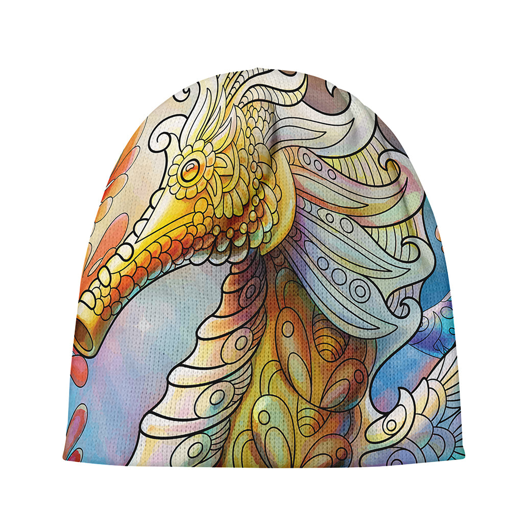 Colorful Seahorse Print Beanie