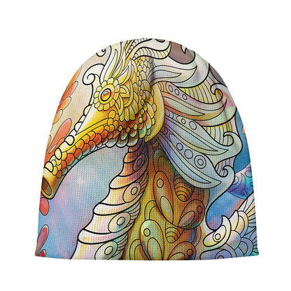 Colorful Seahorse Print Beanie