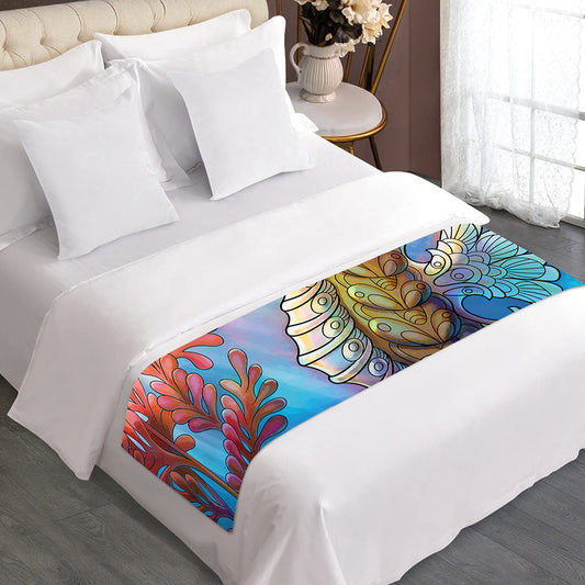 Colorful Seahorse Print Bed Runner