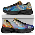 Colorful Seahorse Print Black Chunky Shoes