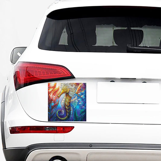 Colorful Seahorse Print Car Sticker