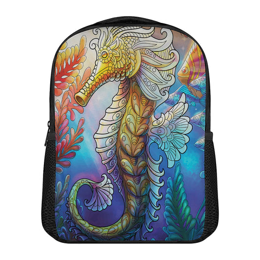 Colorful Seahorse Print Casual Backpack
