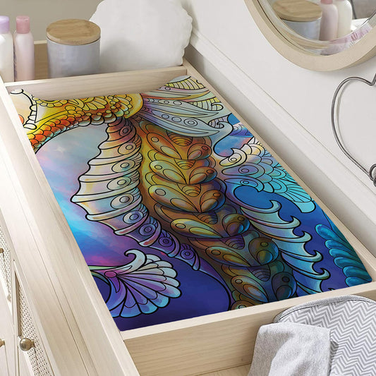 Colorful Seahorse Print Changing Pad Cover