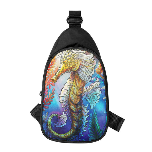 Colorful Seahorse Print Chest Bag