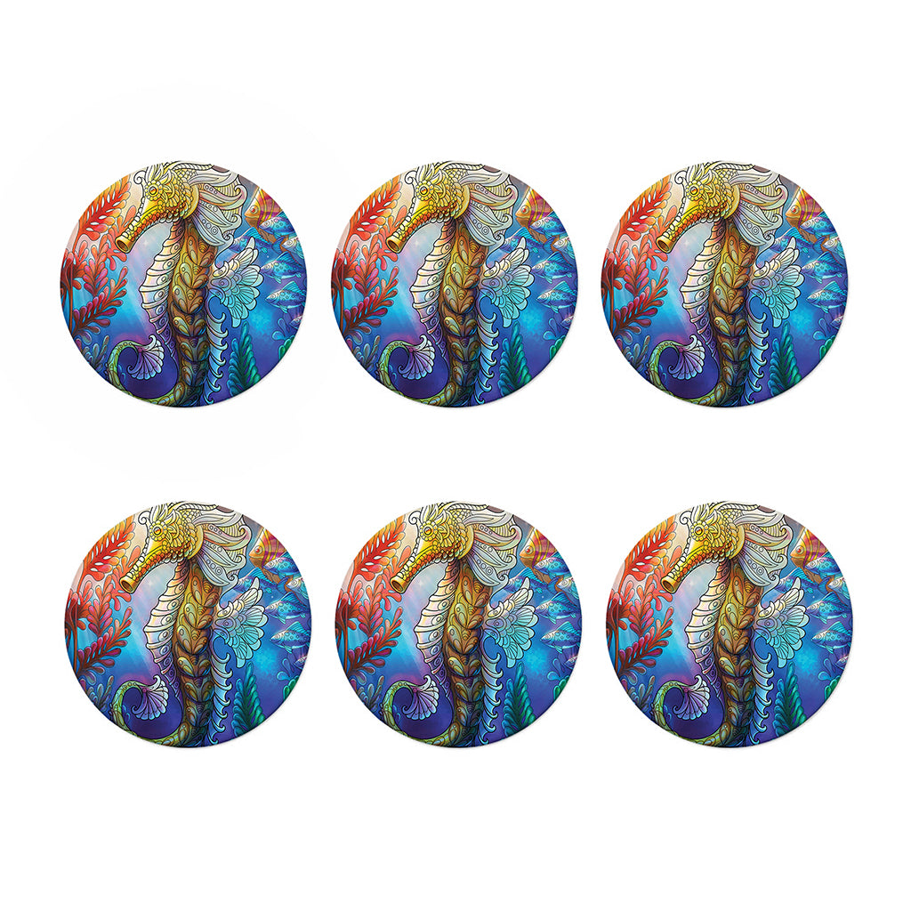 Colorful Seahorse Print Coaster Set