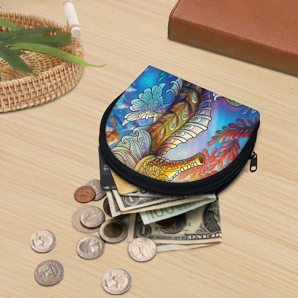 Colorful Seahorse Print Coin Purse