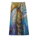 Colorful Seahorse Print Cotton Front Slit Maxi Skirt