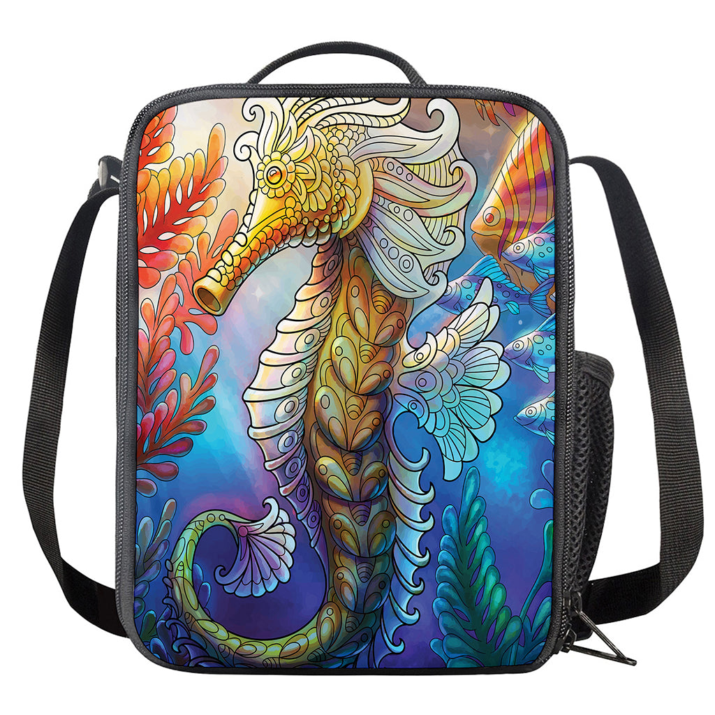 Colorful Seahorse Print Crossbody Lunch Bag