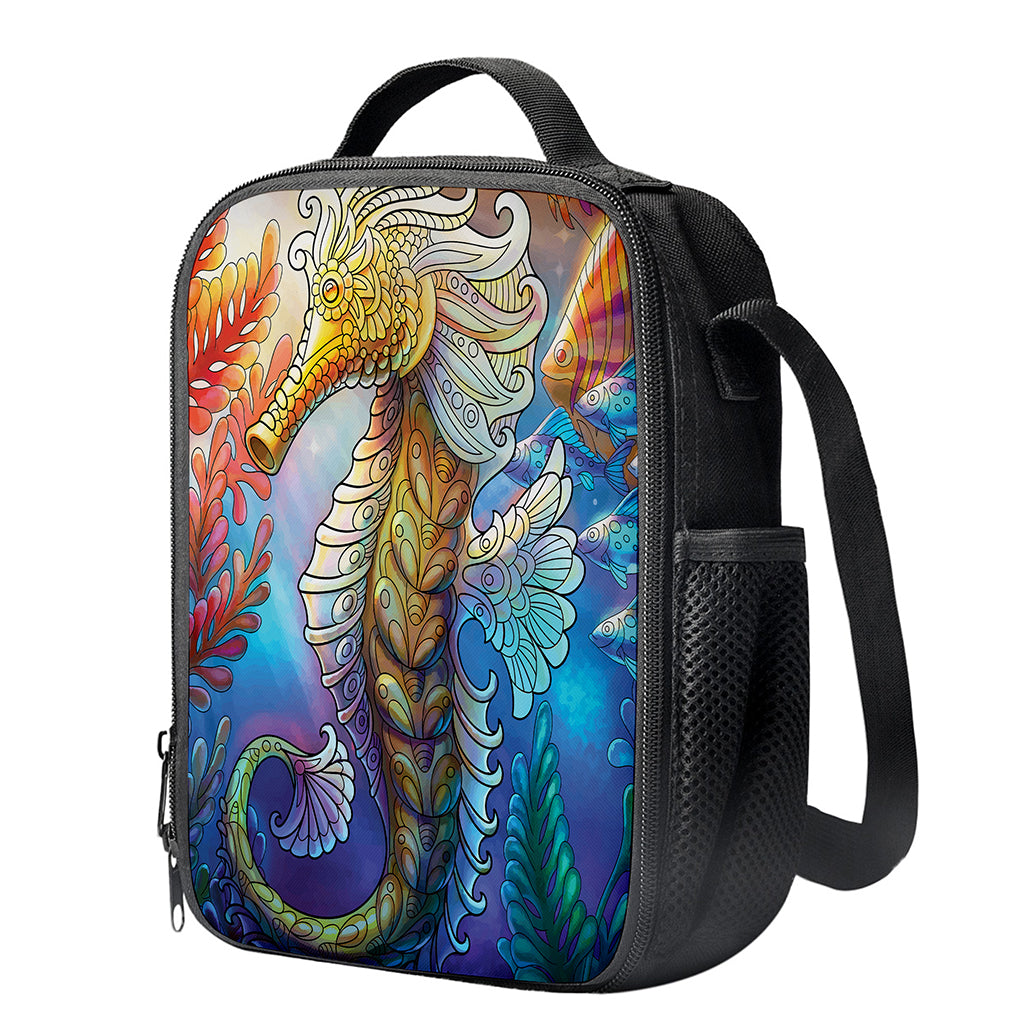 Colorful Seahorse Print Crossbody Lunch Bag