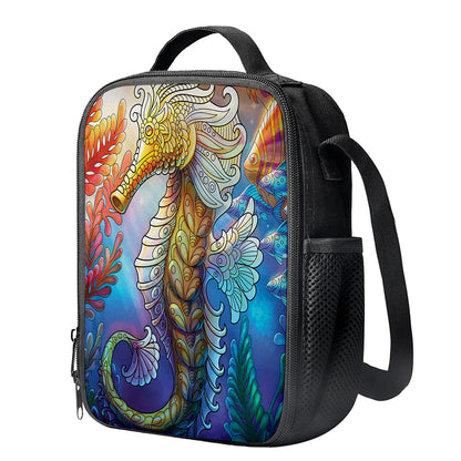 Colorful Seahorse Print Crossbody Lunch Bag