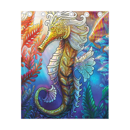 Colorful Seahorse Print Curtain