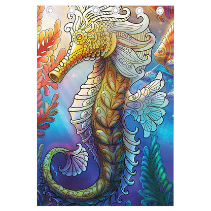 Colorful Seahorse Print Curtain