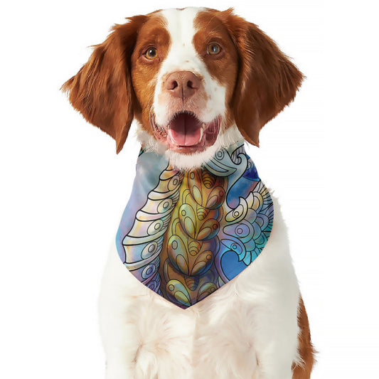 Colorful Seahorse Print Dog Bandana
