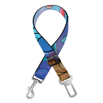 Colorful Seahorse Print Dog Seat Belt