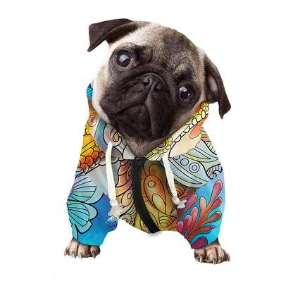 Colorful Seahorse Print Dog Zip Up Hoodie