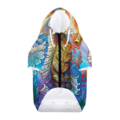 Colorful Seahorse Print Dog Zip Up Hoodie