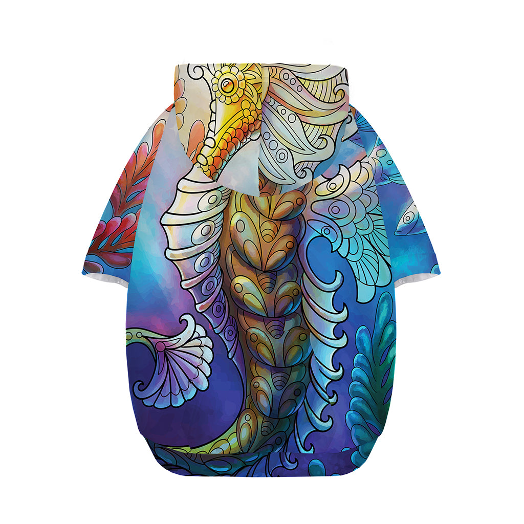 Colorful Seahorse Print Dog Zip Up Hoodie