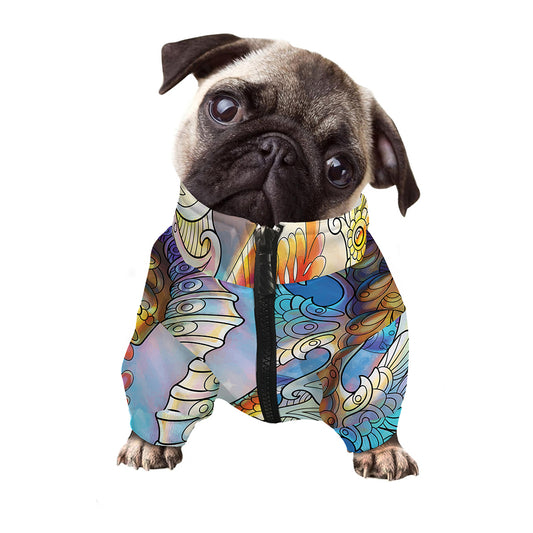 Colorful Seahorse Print Dog Zip Up Jacket