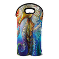Colorful Seahorse Print Double Neoprene Wine Tote