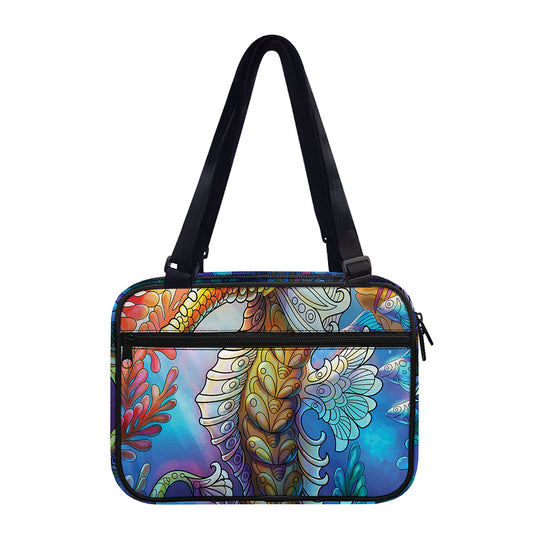 Colorful Seahorse Print Double Strap Bible Bag
