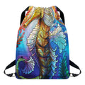 Colorful Seahorse Print Drawstring Backpack