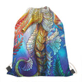Colorful Seahorse Print Drawstring Bag