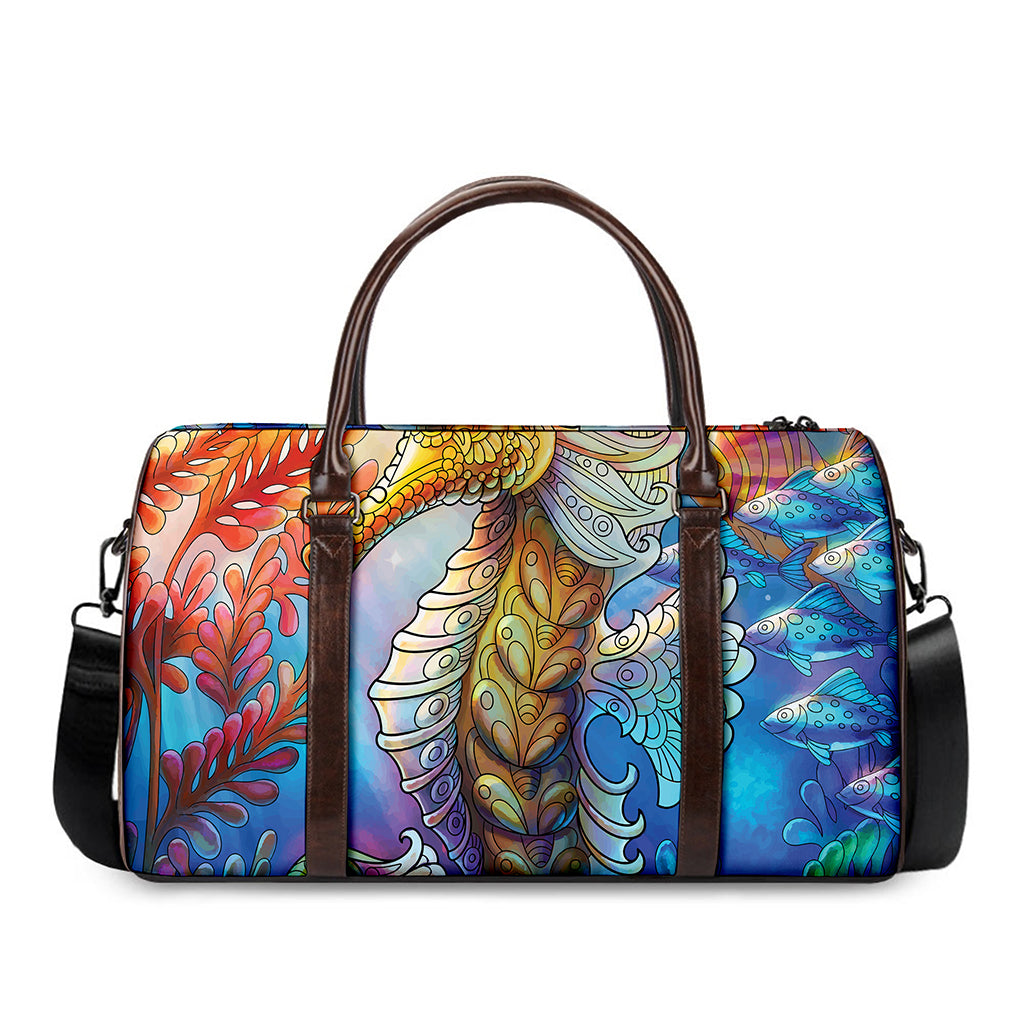 Colorful Seahorse Print Duffle Bag