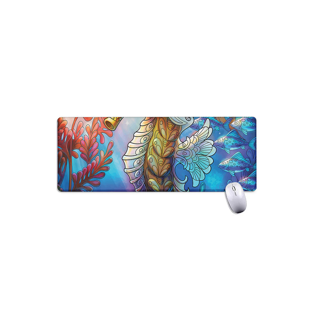 Colorful Seahorse Print Extended Mouse Pad