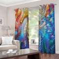 Colorful Seahorse Print Extra Wide Grommet Curtains
