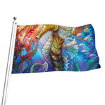Colorful Seahorse Print Flag