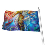 Colorful Seahorse Print Flag