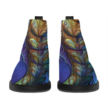 Colorful Seahorse Print Flat Ankle Boots