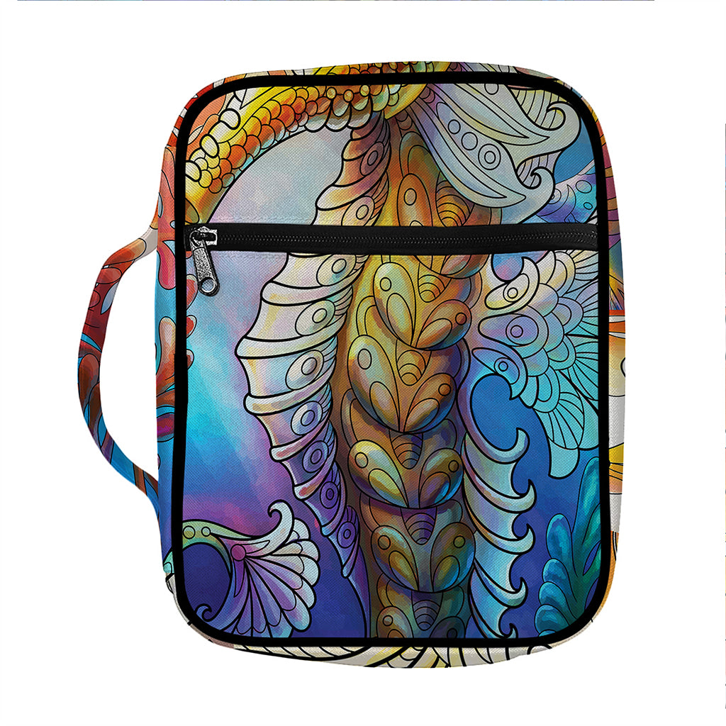 Colorful Seahorse Print Front Pocket Bible Bag
