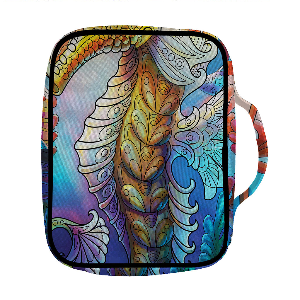 Colorful Seahorse Print Front Pocket Bible Bag