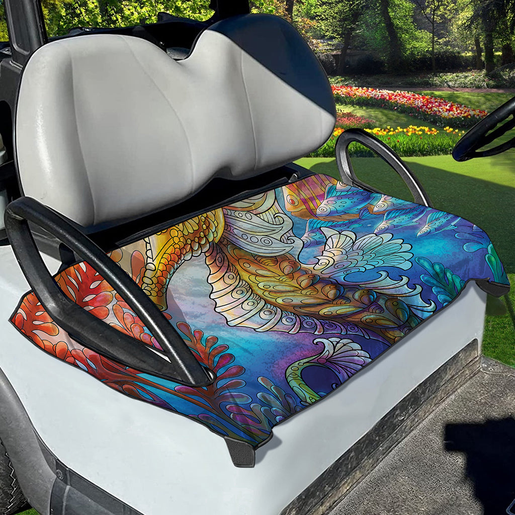 Colorful Seahorse Print Golf Cart Seat Cover