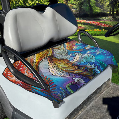 Colorful Seahorse Print Golf Cart Seat Cover