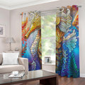 Colorful Seahorse Print Grommet Curtains