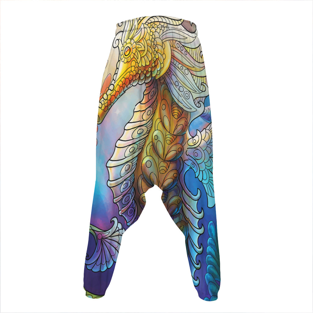 Colorful Seahorse Print Hammer Pants