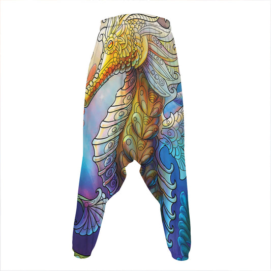 Colorful Seahorse Print Hammer Pants