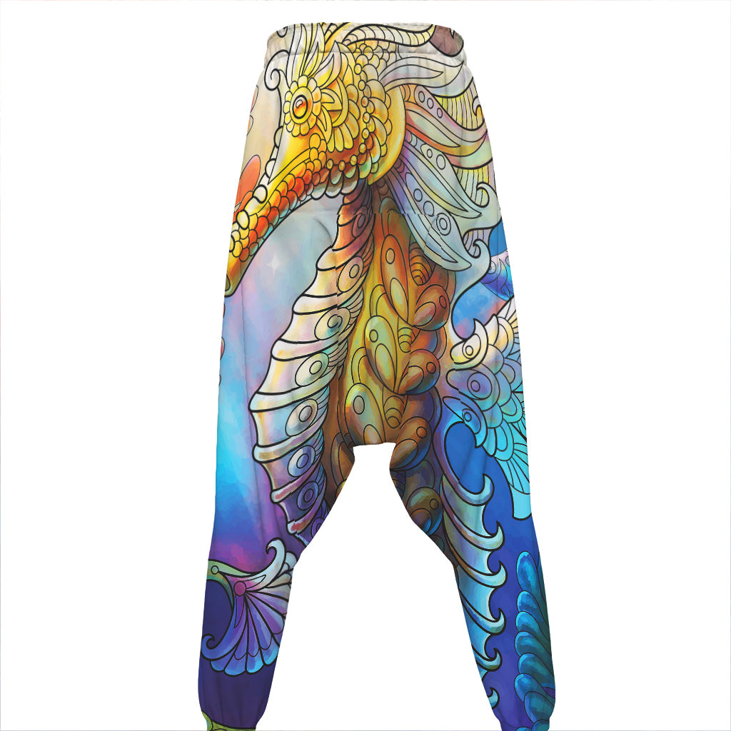 Colorful Seahorse Print Hammer Pants