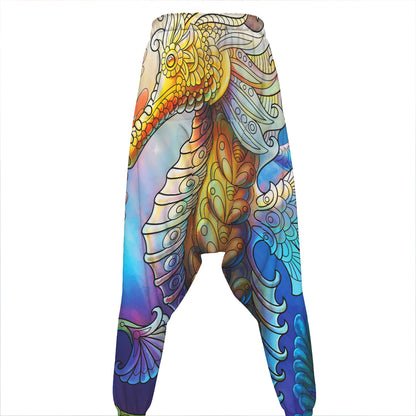 Colorful Seahorse Print Hammer Pants