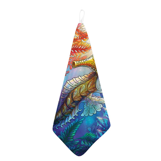 Colorful Seahorse Print Hand Towel